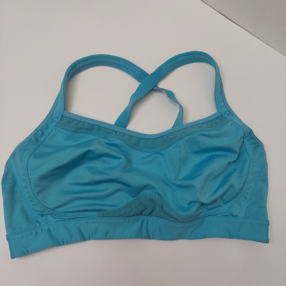 Old Navy Active Go-Dry Sports Bra Blue Size 36C Criss-Cross Straps Adjustable - Picture 1 of 7
